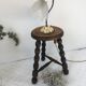 Turned wooden tripod farm stool