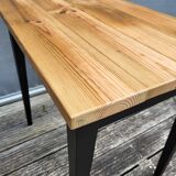 Small two-tone honey and black desk side table