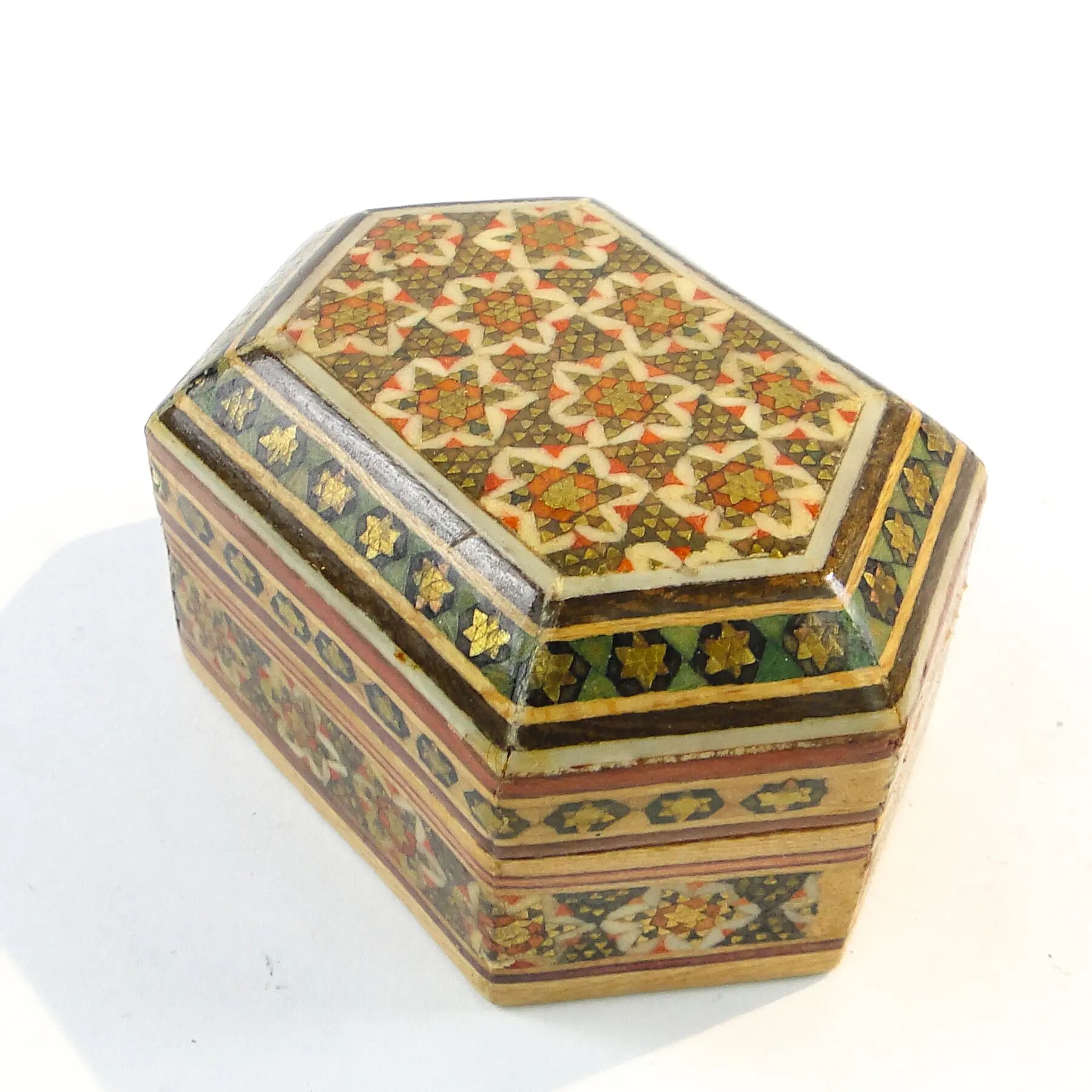 Oriental mosaic pill box, wood, Poland, 1970s