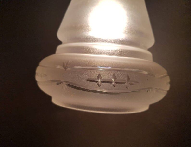 Golden table lamp with 1970 glass lampshade