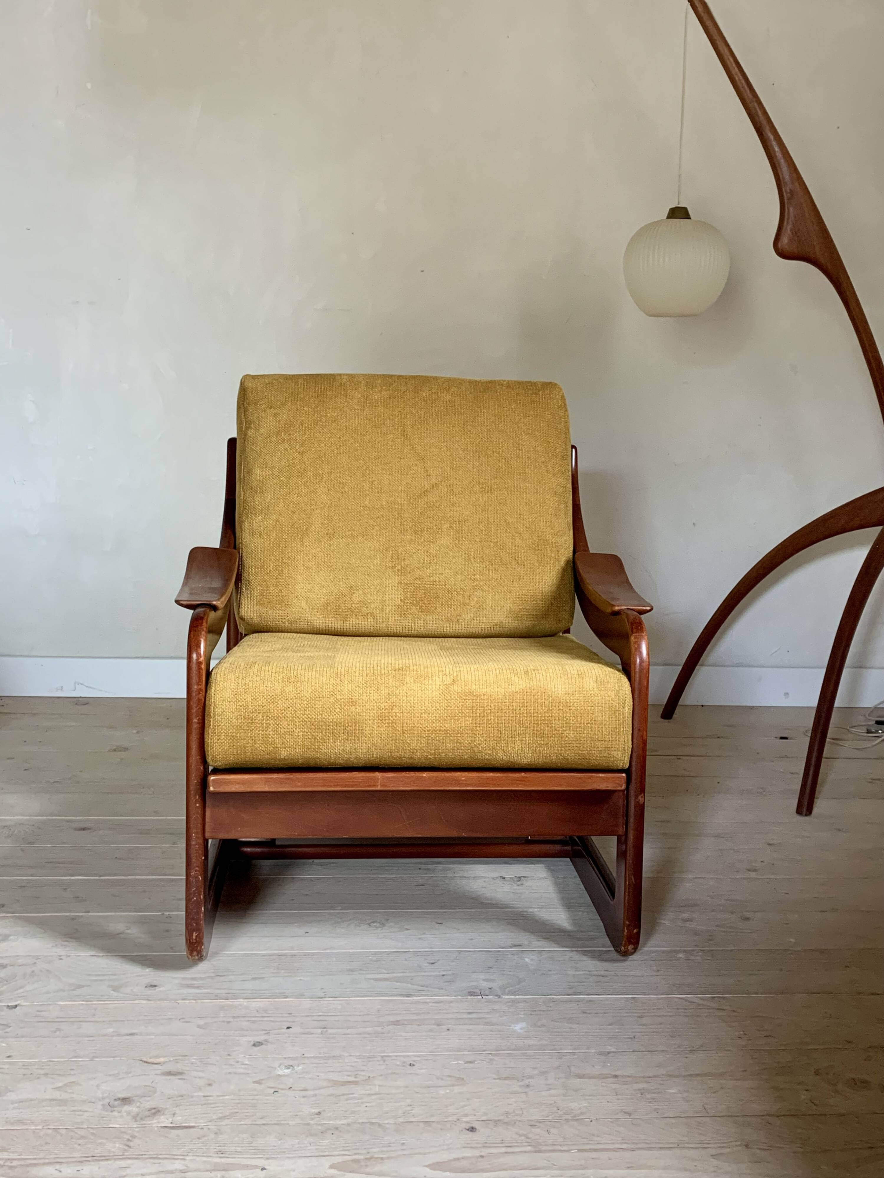 Yellow velvet sled chairs