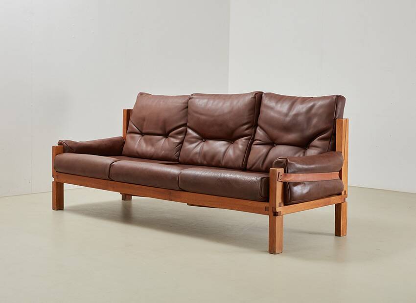 Pierre Chapo S32 Leather Sofa for Atelier Chapo France 1960s
