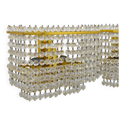 Pair of square wall sconces in gilded brass with hand-cut crystals, 1970s.