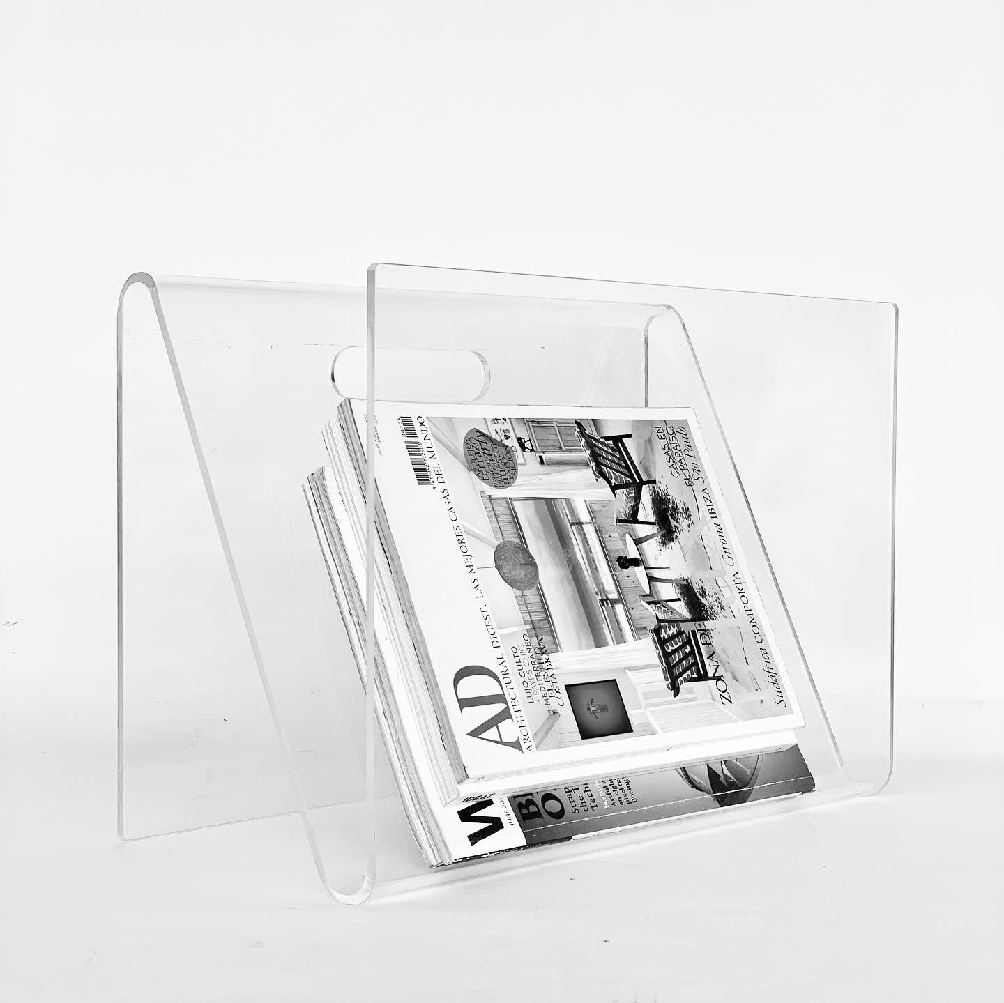 Plexiglas design magazine holders from the 70s