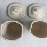 Pots in earthenware coffee sugar flour