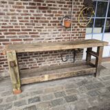 Ancien établi en chêne d'ébéniste ou menuiserie