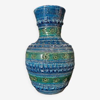 Vase by Aldo Londi for Bitossi 20th blue background