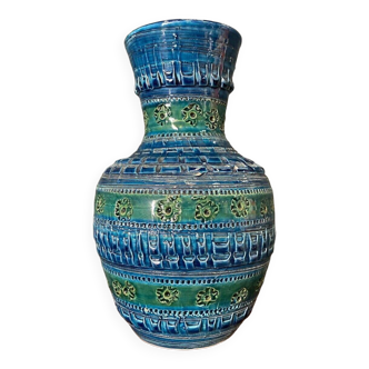 Vase by Aldo Londi for Bitossi 20th blue background