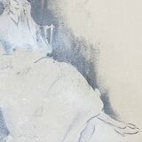 Painting signed charcoal “woman with fan”