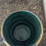 Pair of Art Nouveau Cache-Pots in Barbotine - Bird & Ribbon Decor - Fon