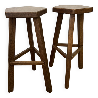 Pair of vintage brutalist bar stools