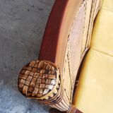 Old set sofa and rattan chair and caning