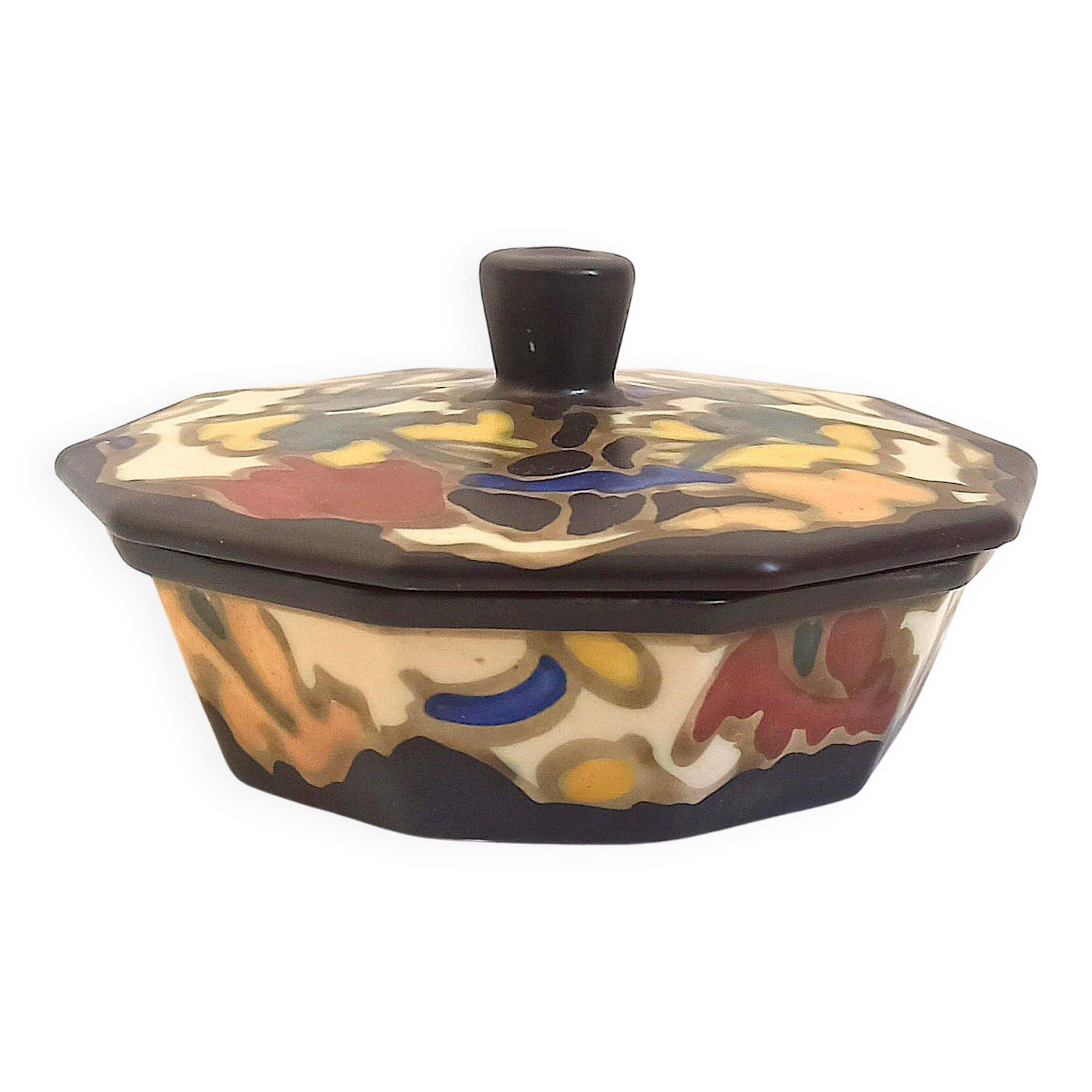 Ceramic candy box Bergen, Belgium 1920s Width 14 cm