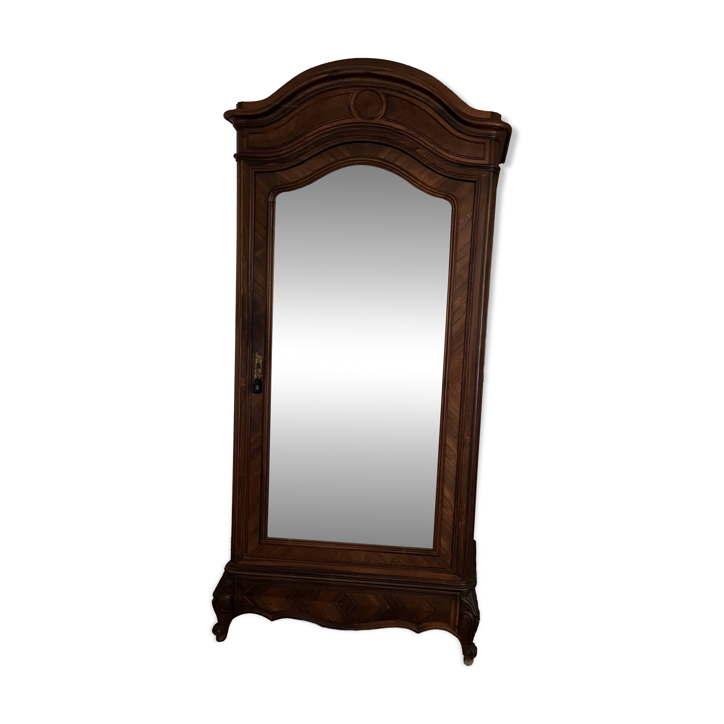 Armoire ancienne en bois massif avec miroir – style Louis XV – belle pièce