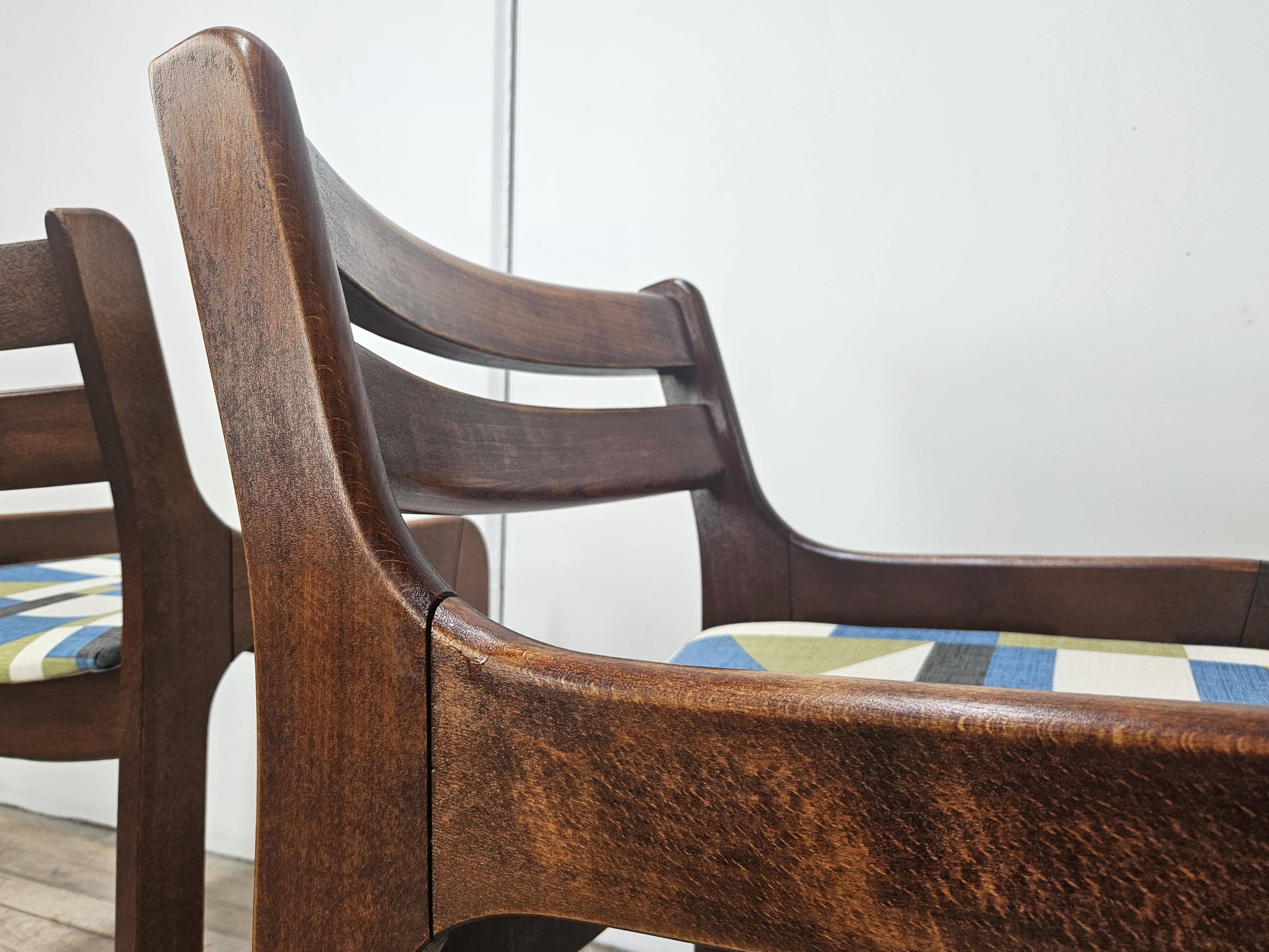 Chaises de salle à manger des années 70 en hêtre et tissu Space Age