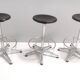 Vintage Black Plastic and Chromed Metal Revolving and Adjustable Stool, Italy