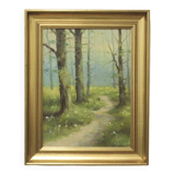 Vintage gold frame painting forest