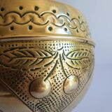 Ancien cache pot laiton cerises vintage
