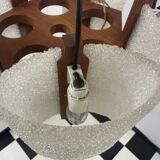 Pendant light in granite resin and wood, 1950s