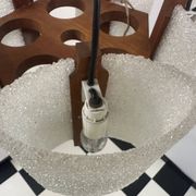 Pendant light in granite resin and wood, 1950s