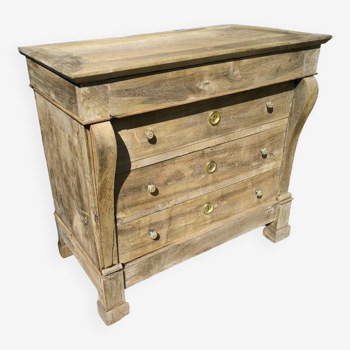 Consulate period natural solid walnut chest of drawers