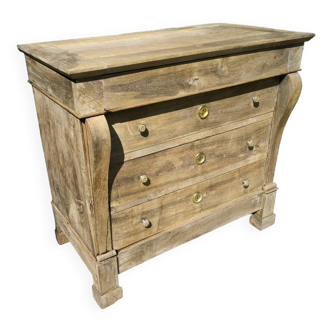 Commode en noyer massif naturel d'époque Consulat