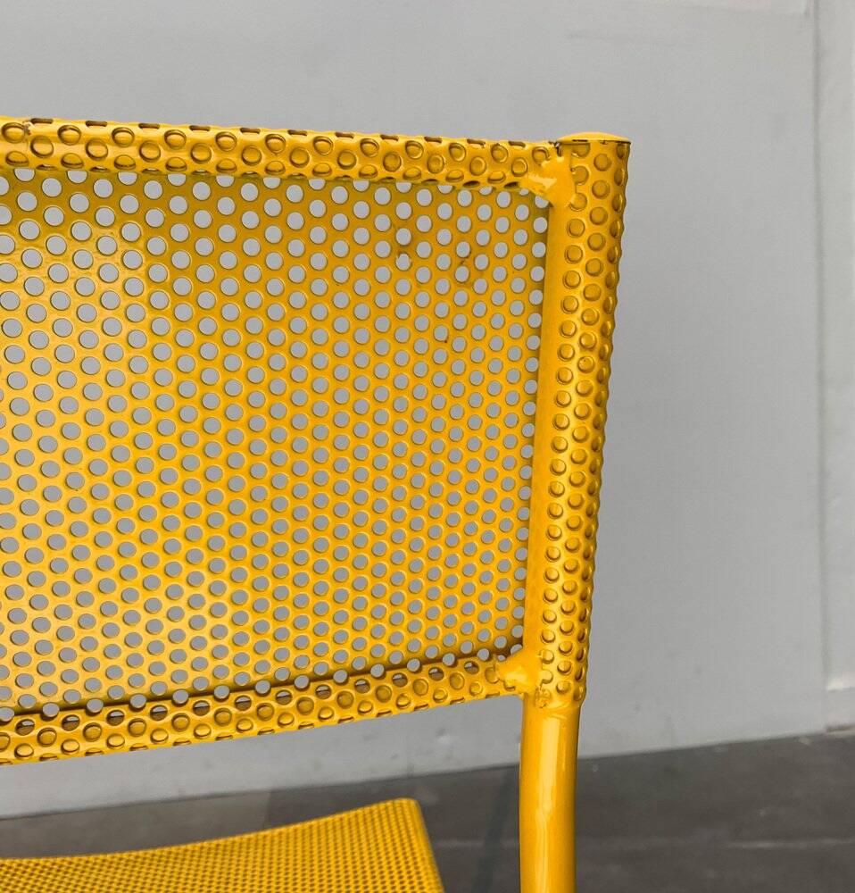 Italian perforated metal chair from the mid-century space age, 1960s.