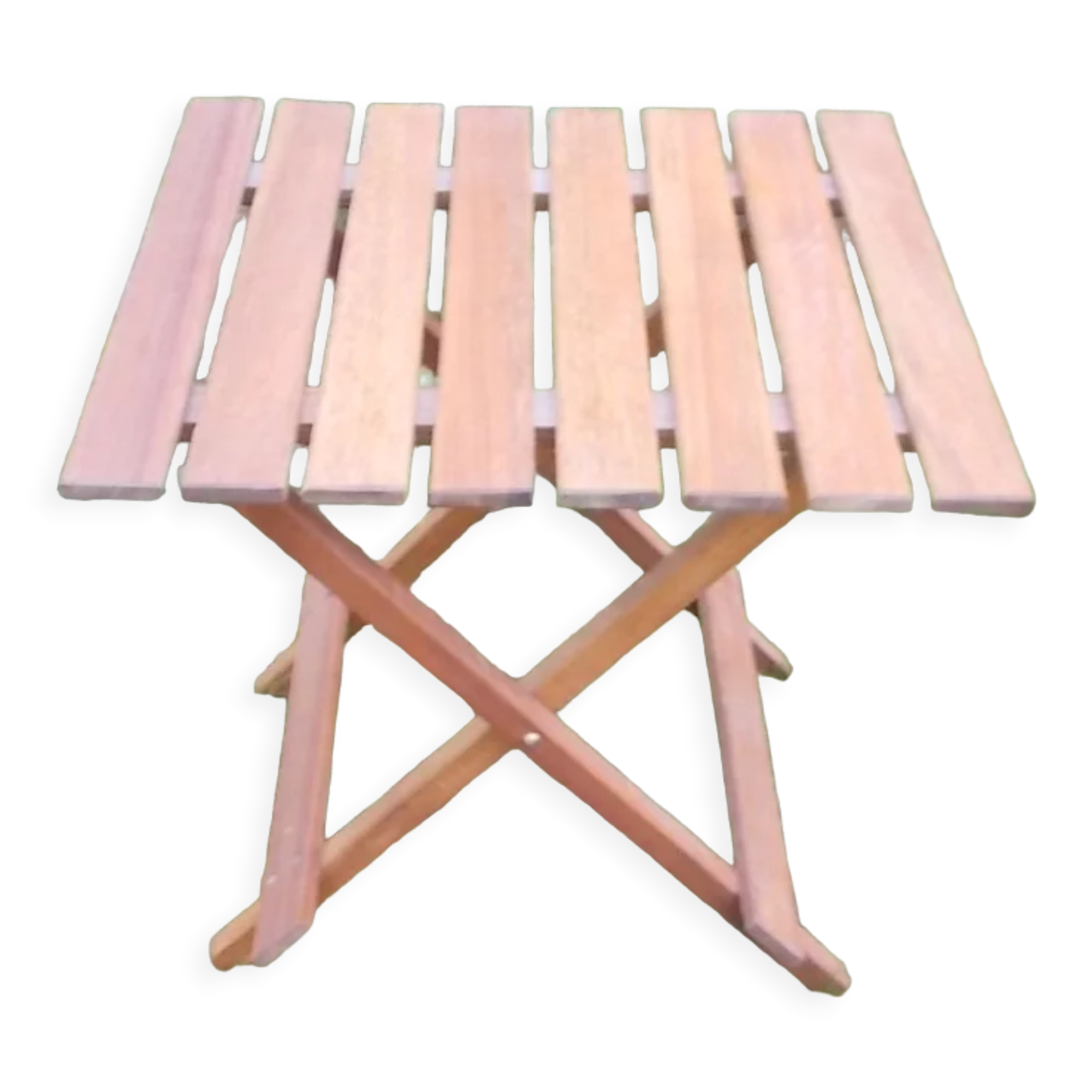 Wooden slatted side table