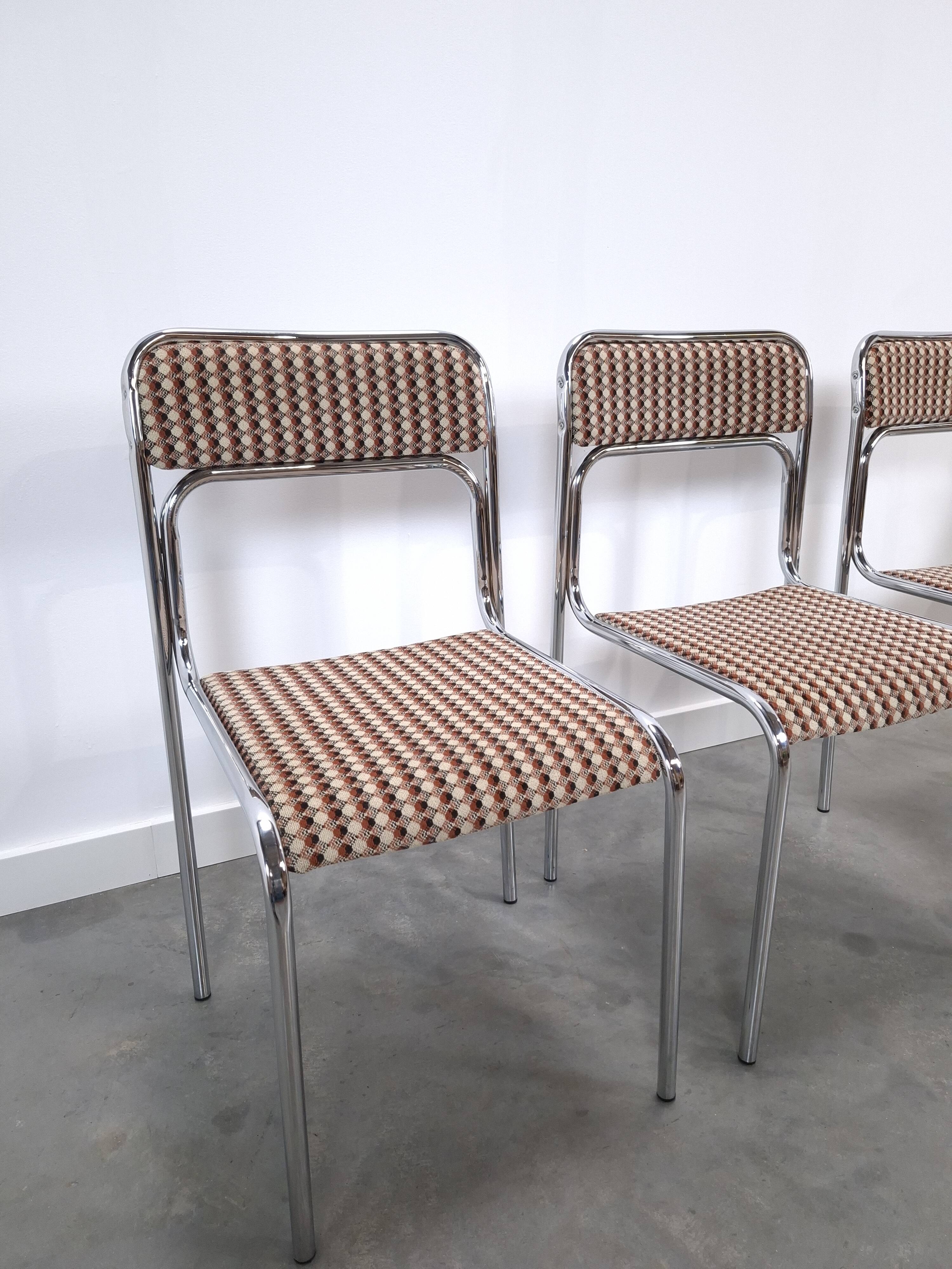 Space Age set 3x Bauhaus chromen buisframe stoelen