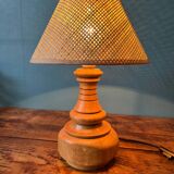 Table lamp with solid wood base, manual work