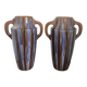 Old pair of glazed ceramic vases art deco amphora vierzon louis gueule
