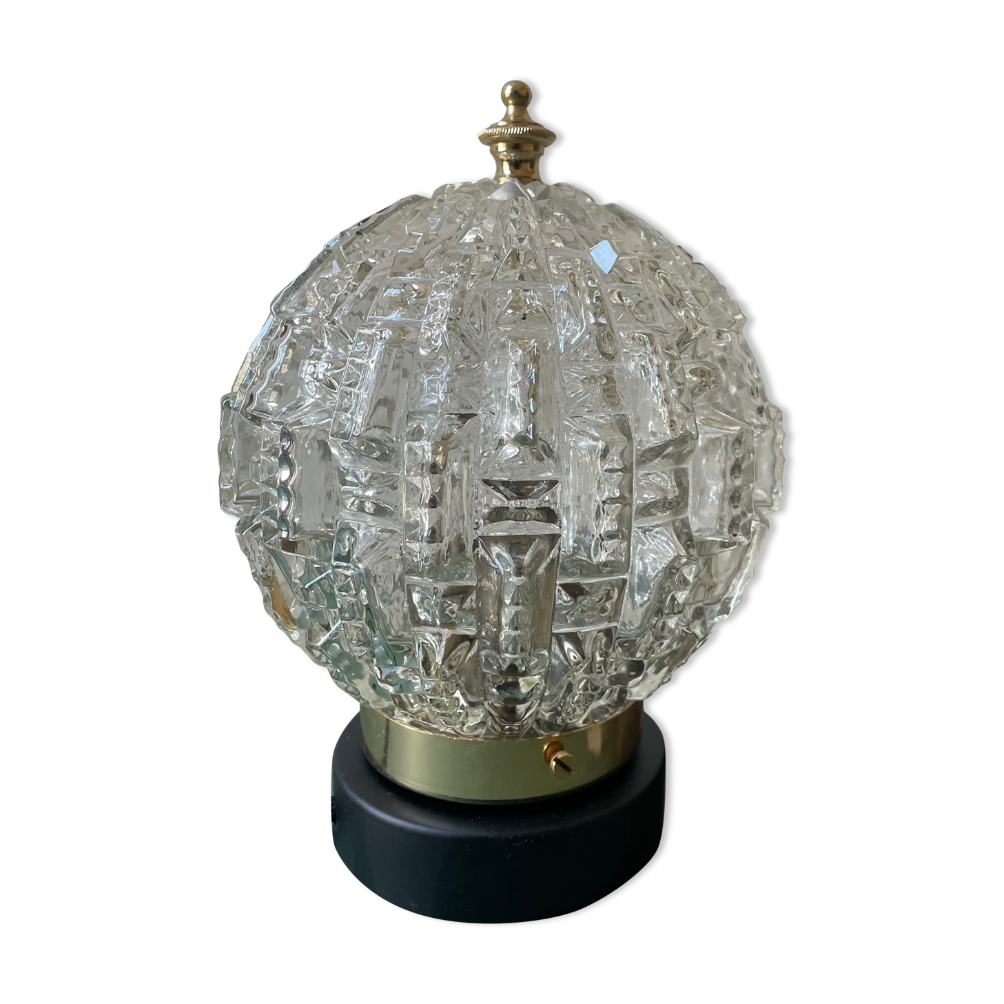 Vintage table lamp - transparent glass globe