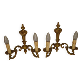 Paire d'applique en bronze à 2 bras de lumière