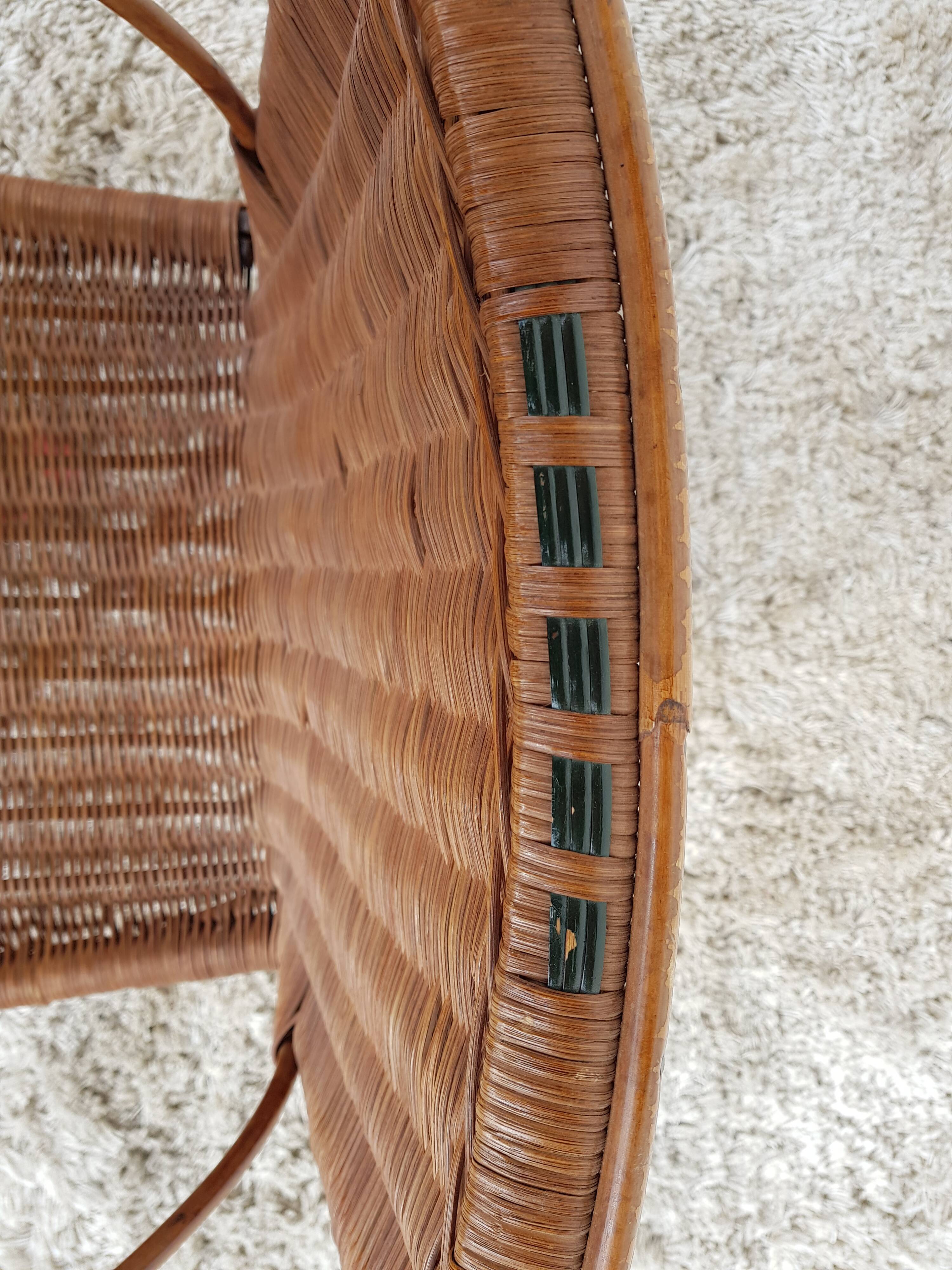 Vintage 50s osier and bamboo armchair