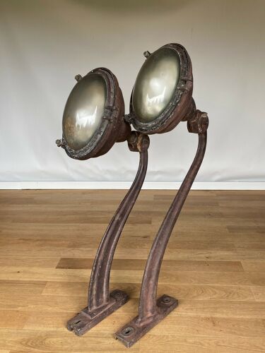 Two floor lamps applied iron cast iron art deco 1930 industrial