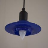 Set of 4 vintage blue glass pendants, made by Design Light A/S, Denmark, 1990s.