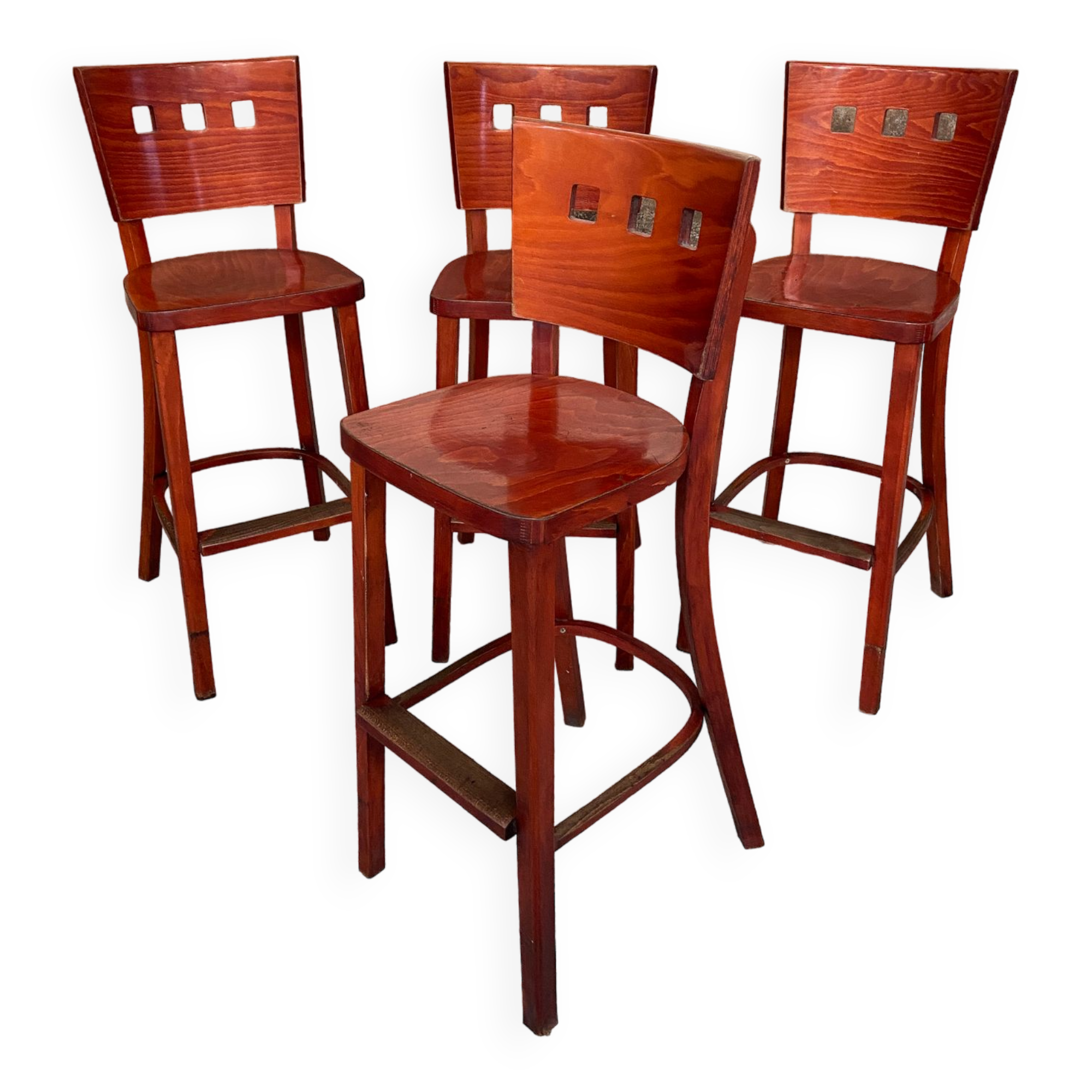 4 Bentwood bar stools 1980-90