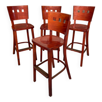 4 Bentwood bar stools 1980-90