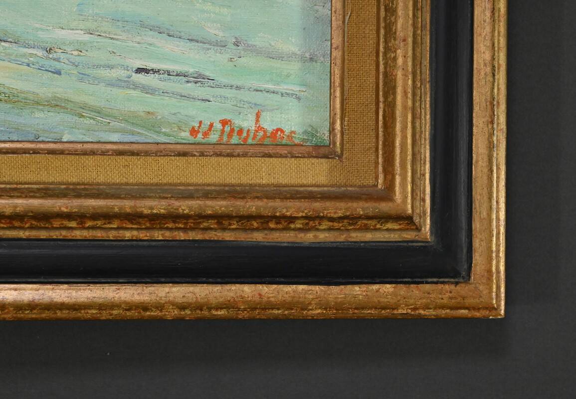 Painting “Petit Port Breton”, signed J.J Duboc – 1980