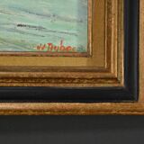 Painting “Petit Port Breton”, signed J.J Duboc – 1980