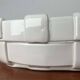Vintage Italian woven basket in white ceramic