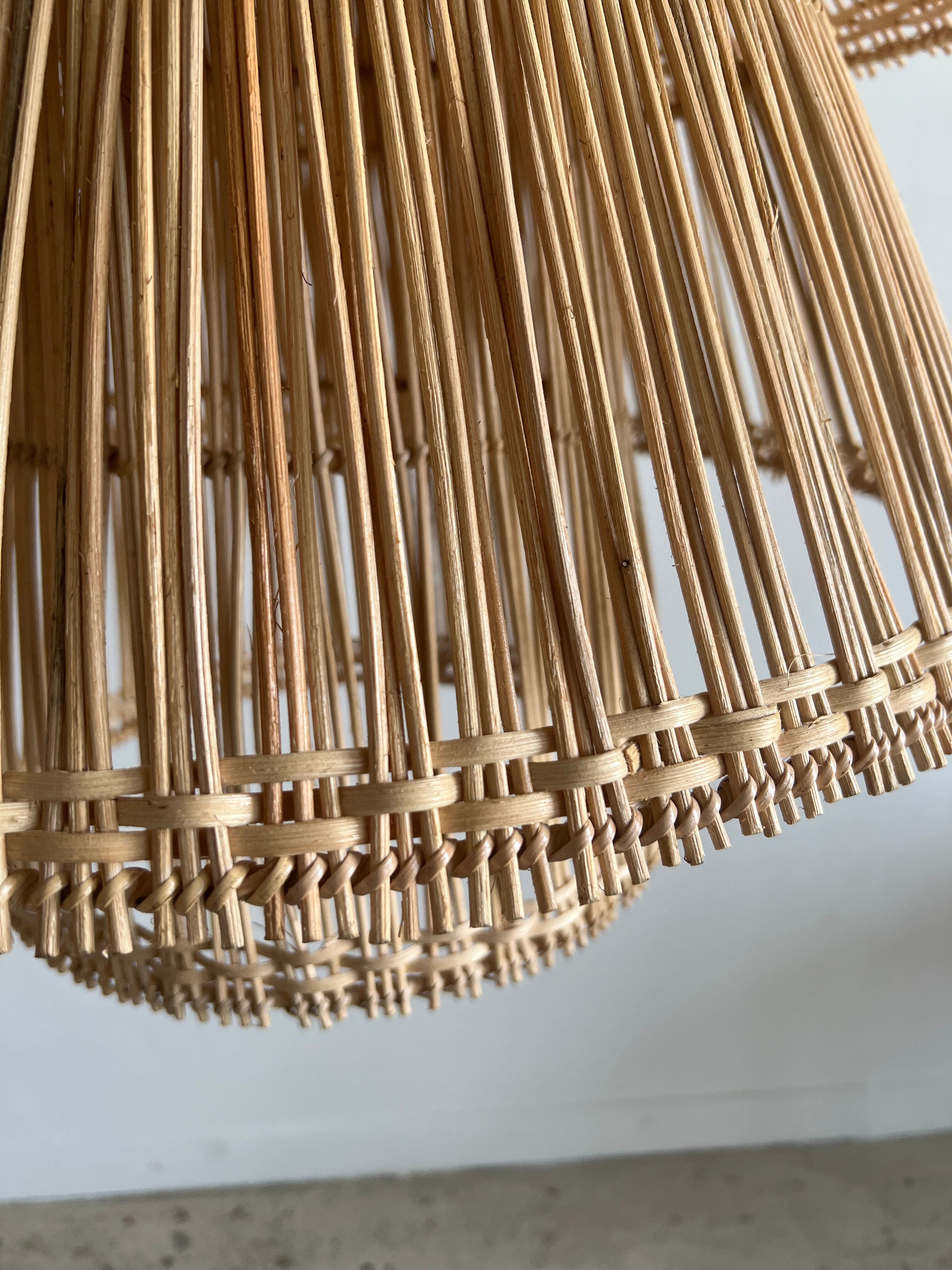 Rattan pendant lamp or light in the shape of an Asian lantern