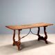 Old refectory table in walnut and wrought iron, Italy, 20th century
