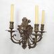 Pair of Heavy Victorian Bronze Triple Wall Sconces Griffin & Flower Detail