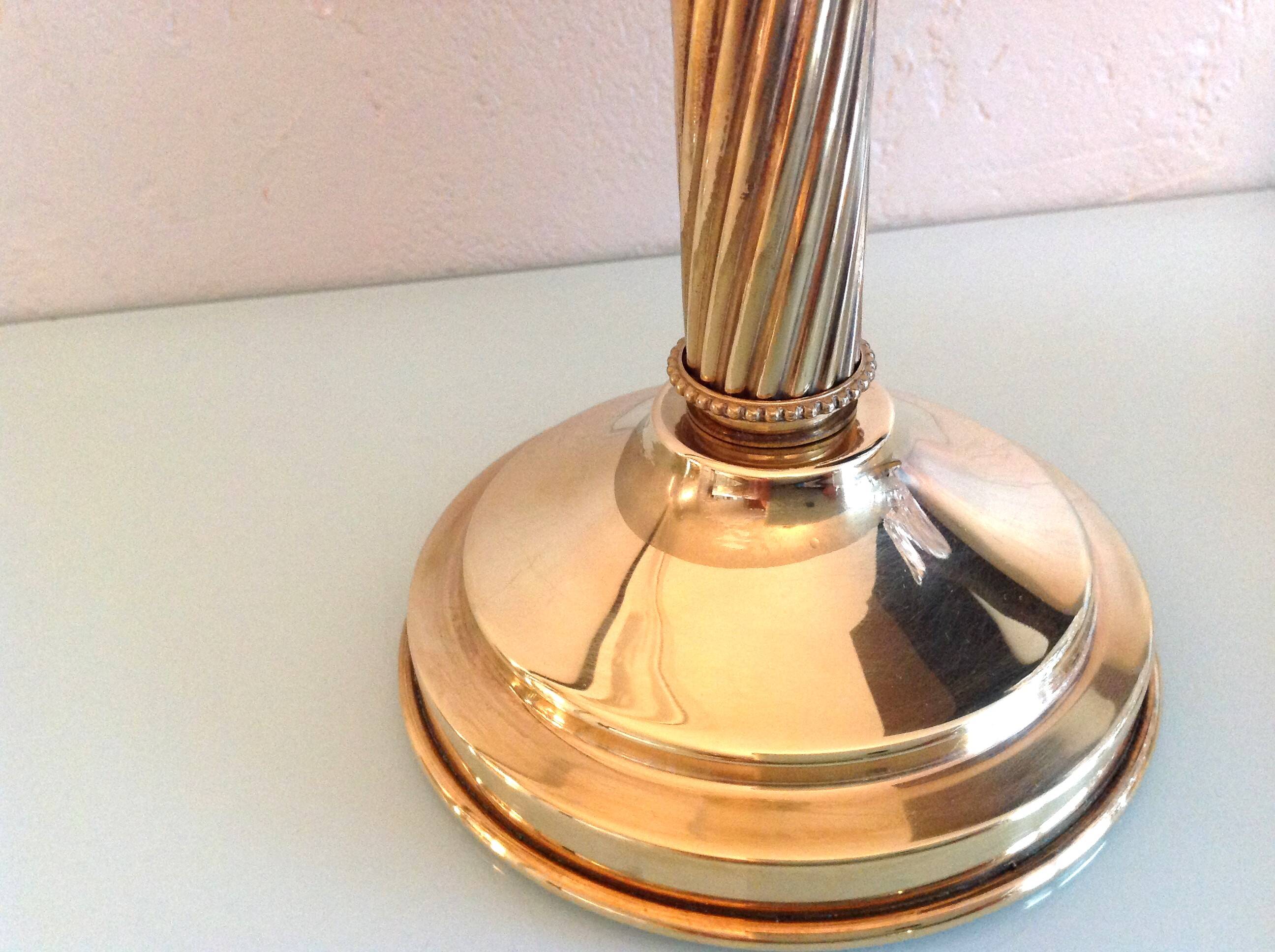 Pair of empire style brass candlesticks