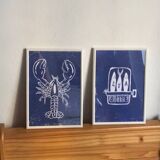 Triptych (trio) of linocuts