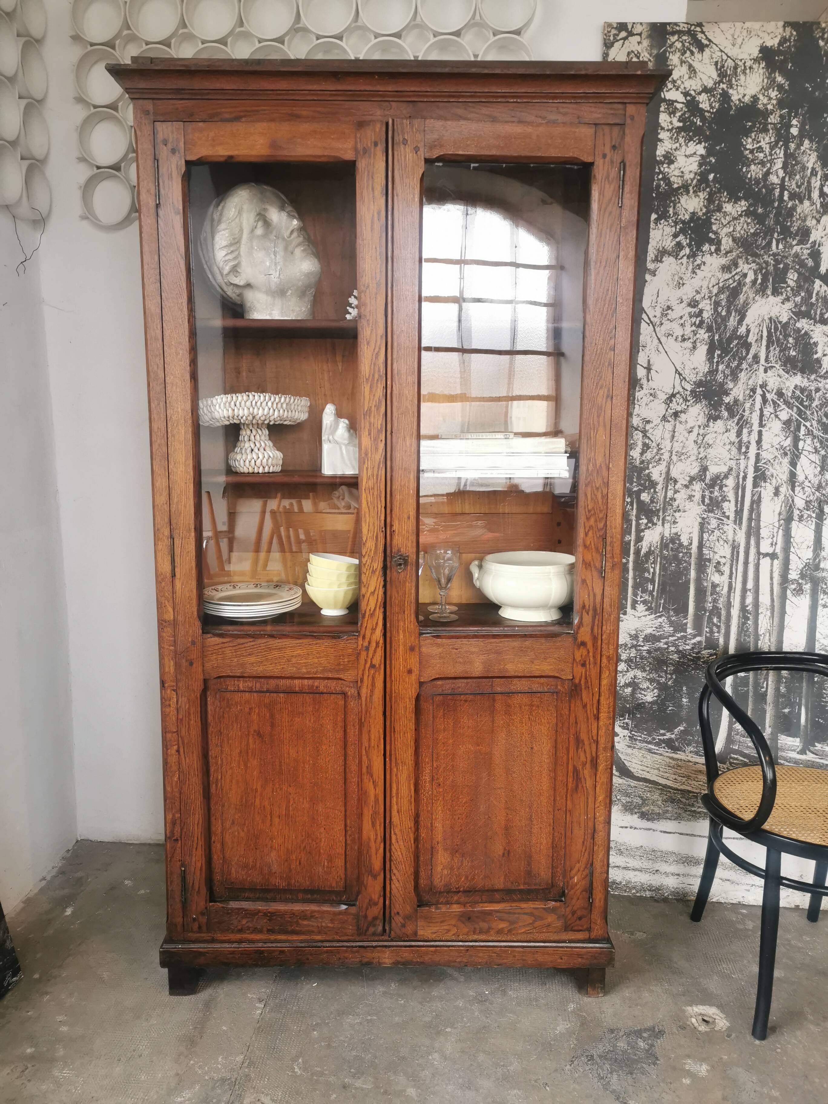 Display cabinet, oak bookcase from the 20s