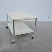 White lacquered metal & chrome serving trolley, 1960s