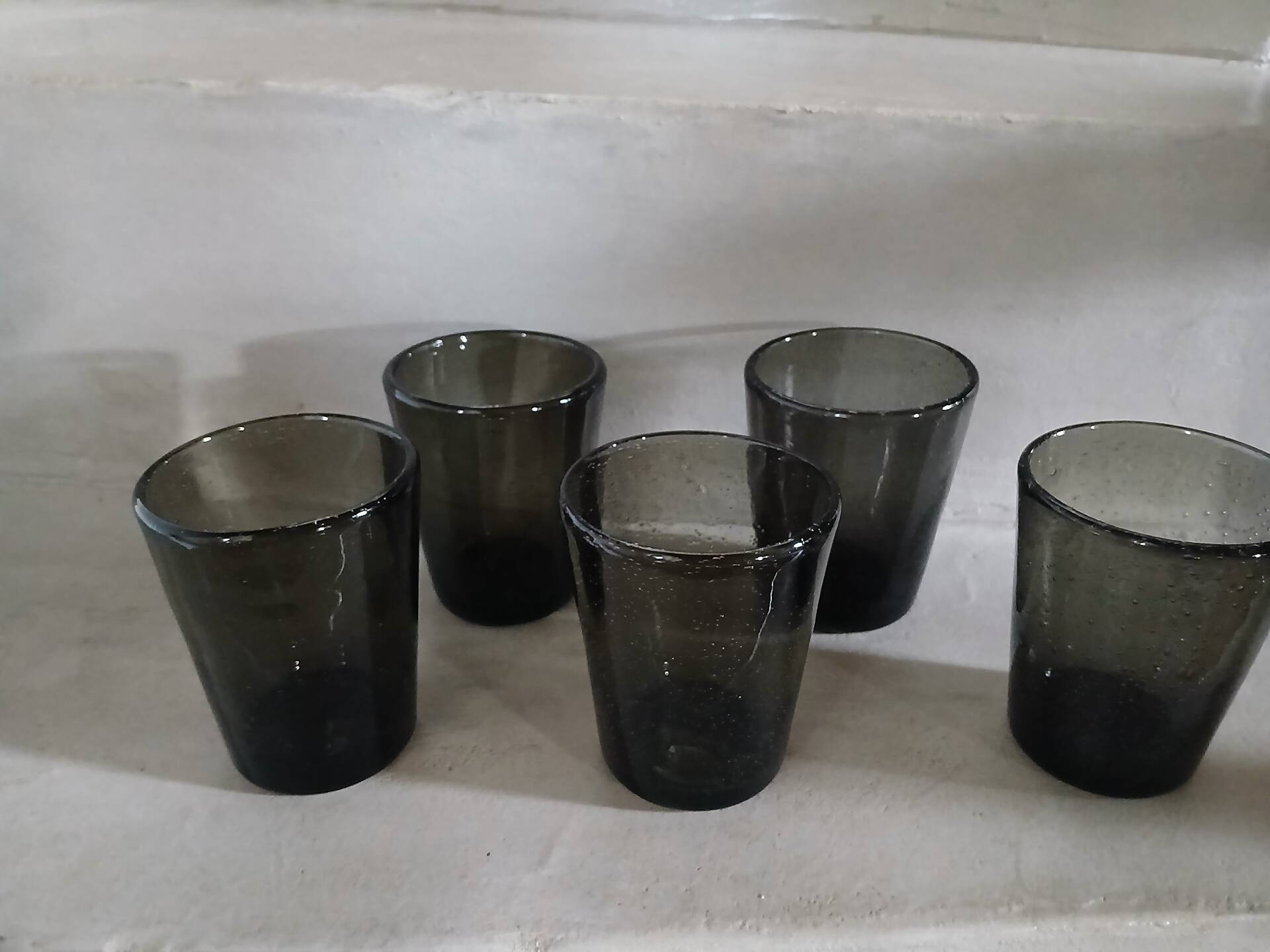 5 bubble glass water glasses