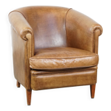 Cowhide Leather Club Chair in a Light Cognac Color
